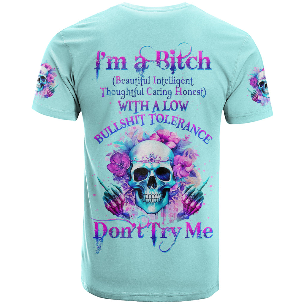 Flower Skull Angel T Shirt I'm A Bitch With A Flow Bullshit Tolerance