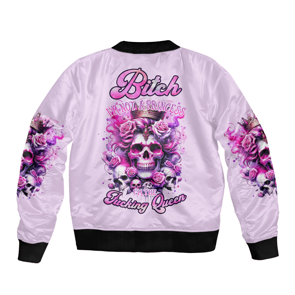 Rose Skull Bomber Jacket Bitch I'm The Fucking Queen