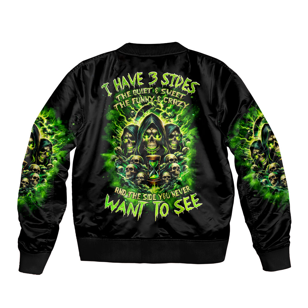 Flame Skull Bomber Jacket I Have 3 Sides Quite Sweet Funny Crazy