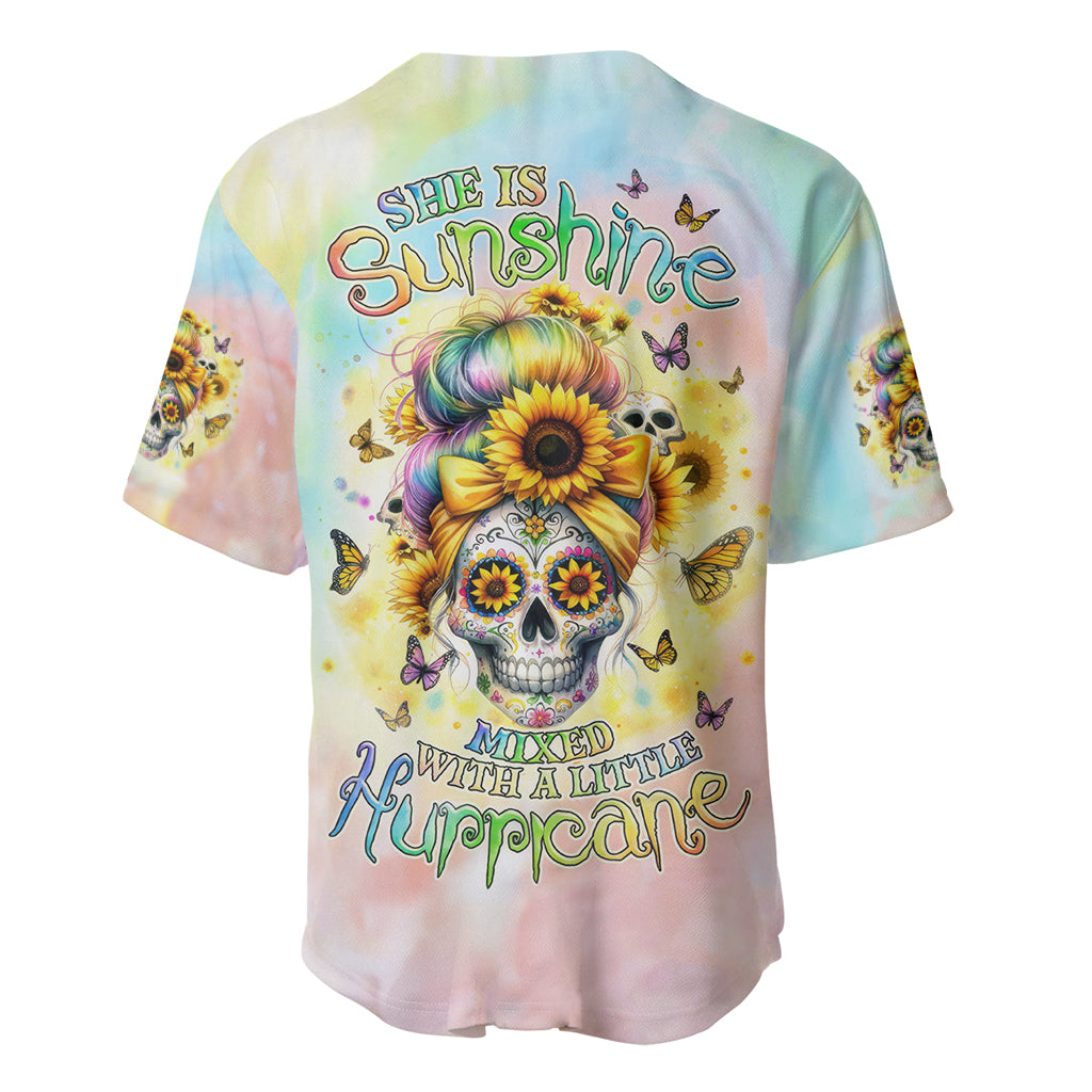 Sunflower Skull Baseball Jersey She Is Sunshine Mixed With A Little Hurricane