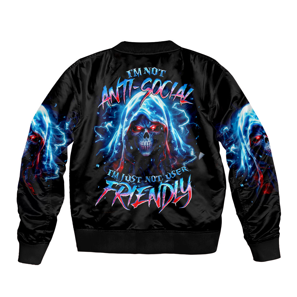 Thunder Skull Bomber Jacket I'm Not Anti Social I'm Just Not User Friendly