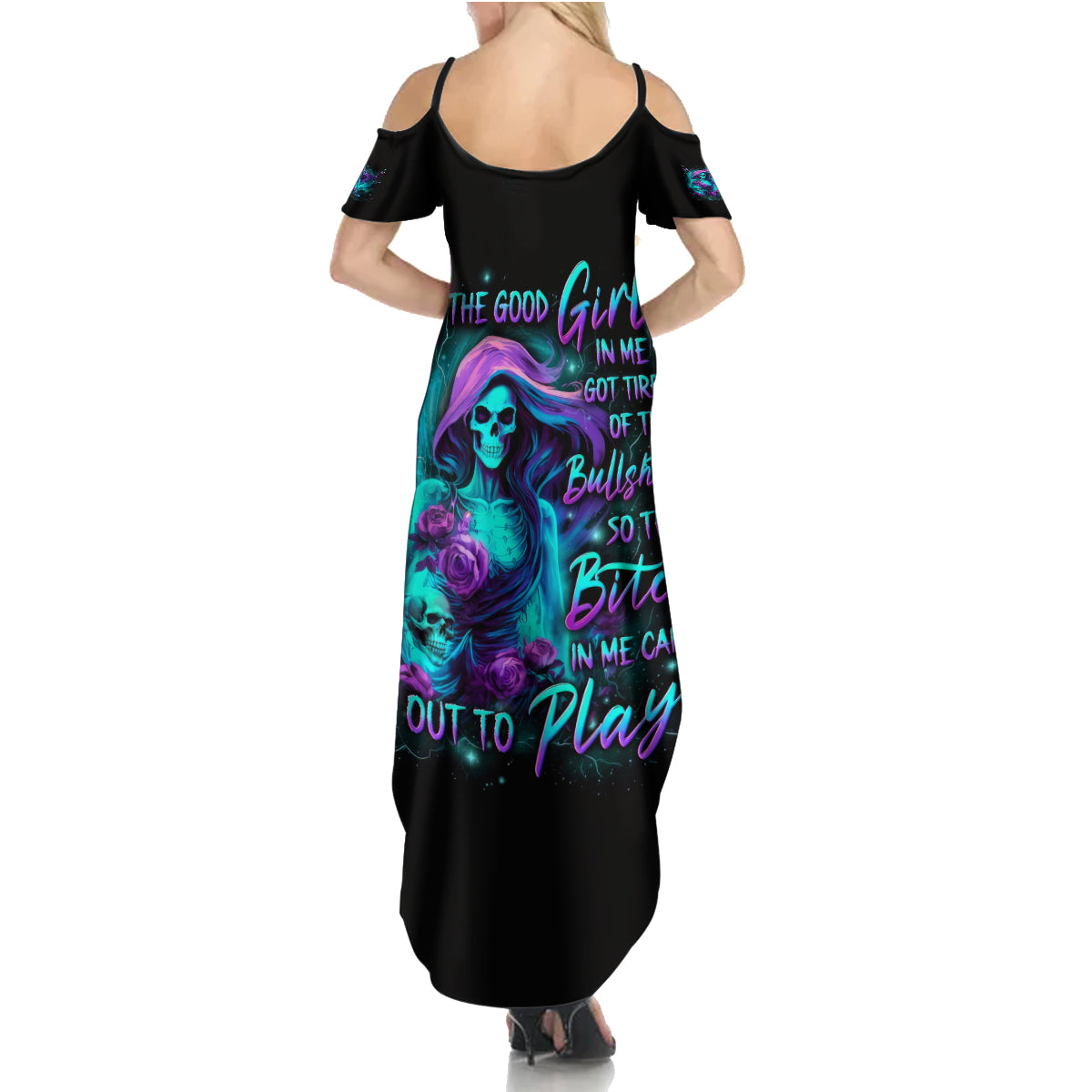 Flame Girl Skull Summer Maxi Dress The Good Girl In Me Got Tired Of The Bullshit