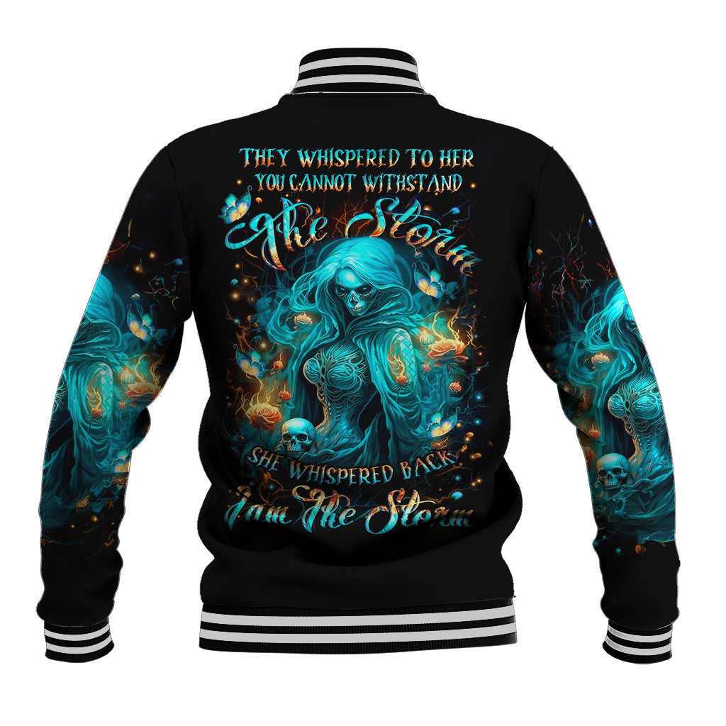 Witch Skull Baseball Jacket She Whispered Back Iam The Storm