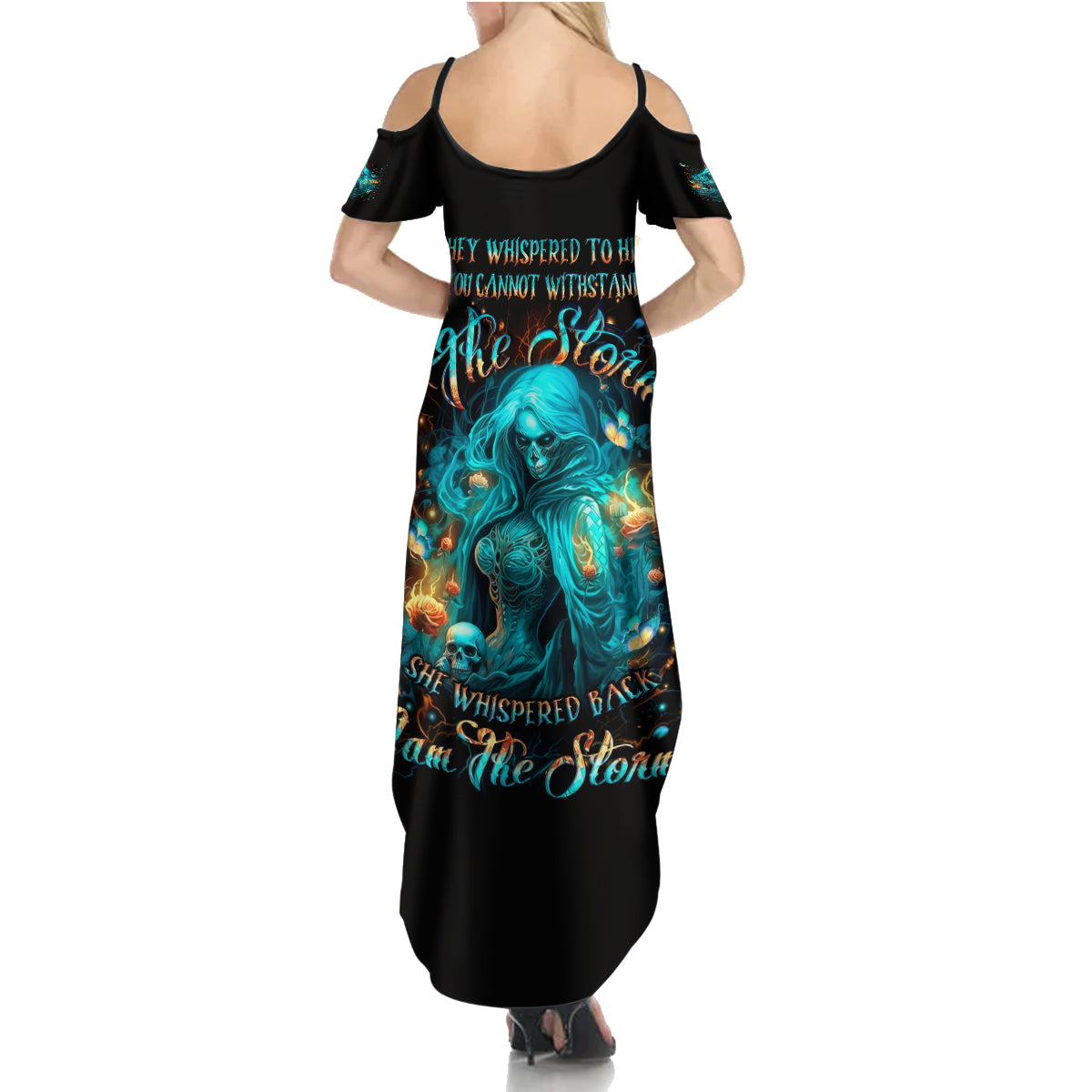 Witch Skull Summer Maxi Dress She Whispered Back Iam The Storm