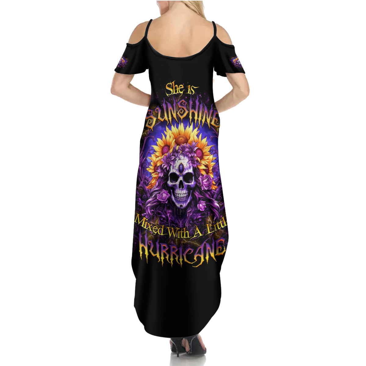 Sunflower Skull Summer Maxi Dress She Is Sunshine Mixed With A Little Hurricane