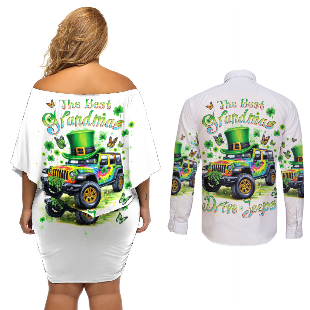 Irish Jeep Couples Matching Off Shoulder Short Dress and Long Sleeve Button Shirt The Best Grandmas Drive Jeeps