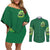 Irish Jeep Couples Matching Off Shoulder Short Dress and Long Sleeve Button Shirt In March We Wear Green