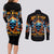 Flame Skull Couples Matching Long Sleeve Bodycon Dress and Long Sleeve Button Shirt When I Was Born The Devil Said Ohh Shit Competition