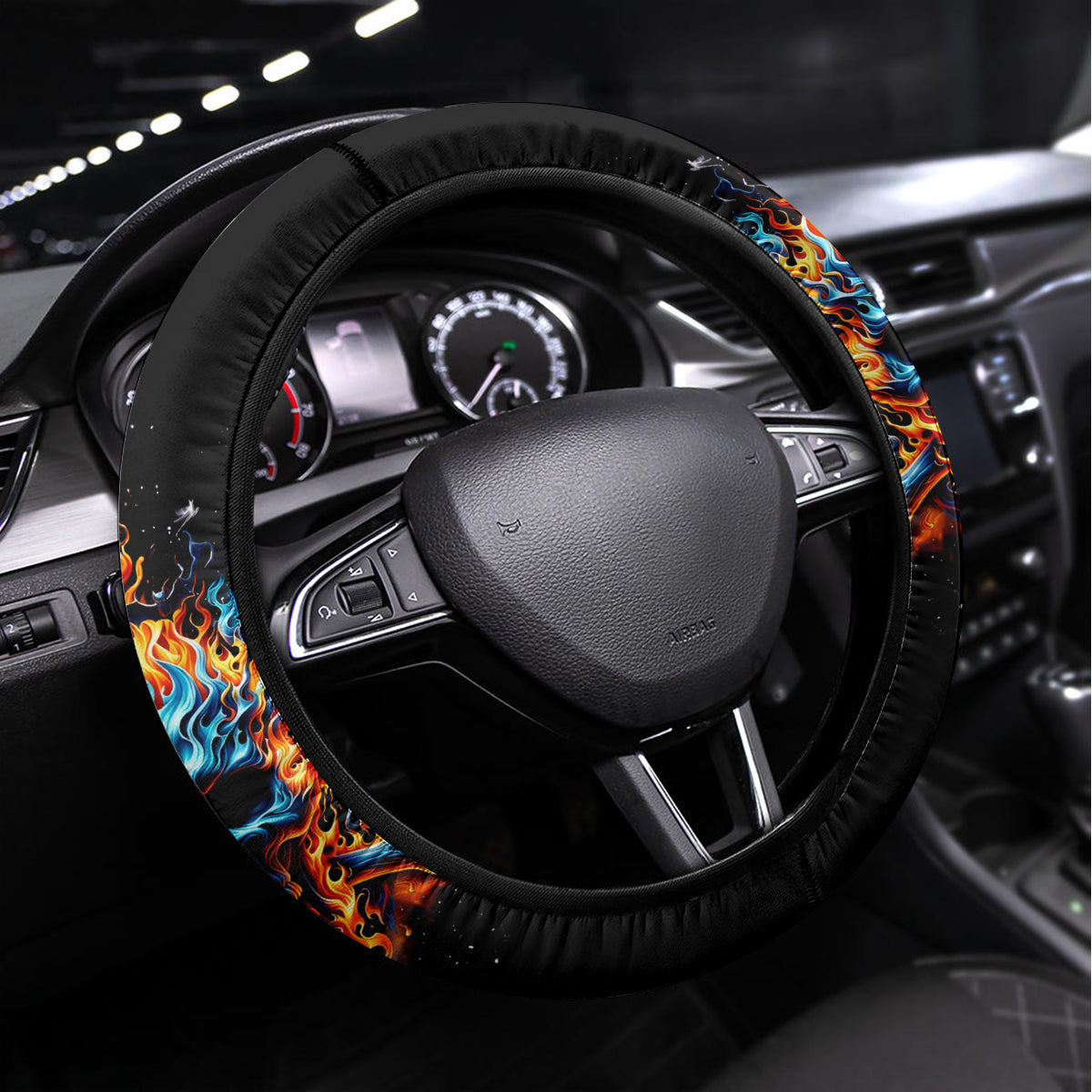 Flame Skull Steering Wheel Cover When I Was Born The Devil Said Ohh Shit Competition