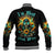 Sunflower Skull Baseball Jacket I'm Blunt Because God Rolled Me That Way