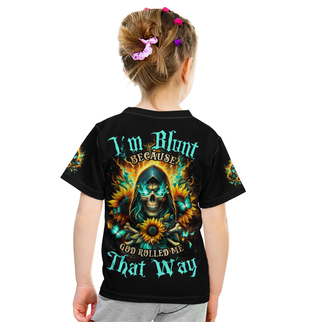 Sunflower Skull Kid T Shirt I'm Blunt Because God Rolled Me That Way