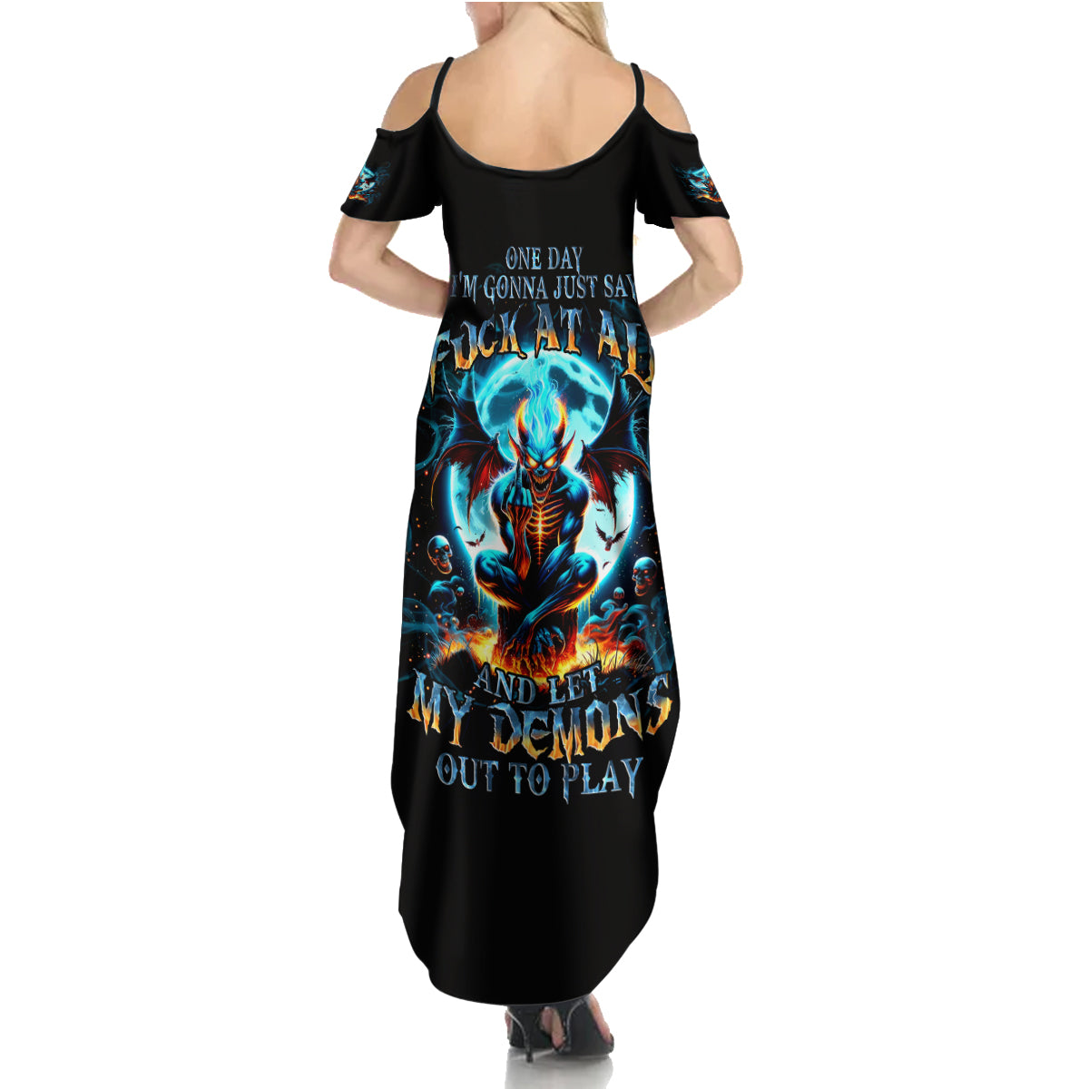 Devil Skull Summer Maxi Dress One Day I'm Gonna Just Say And Let My Demons Out Play