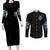 Wolf Skull Couples Matching Long Sleeve Bodycon Dress and Long Sleeve Button Shirt Born As Human But Wolft At Heart