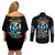 Wolf Skull Couples Matching Off Shoulder Short Dress and Long Sleeve Button Shirt Born As Human But Wolft At Heart