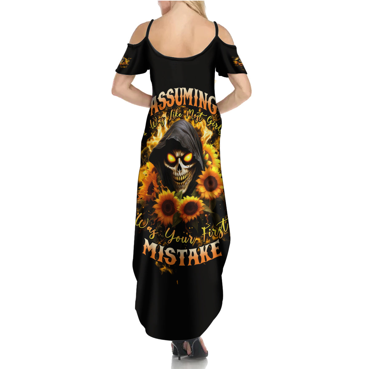 Sunflower Skull Summer Maxi Dress Assuming I Was Like Most Girls Was Your First Mistake