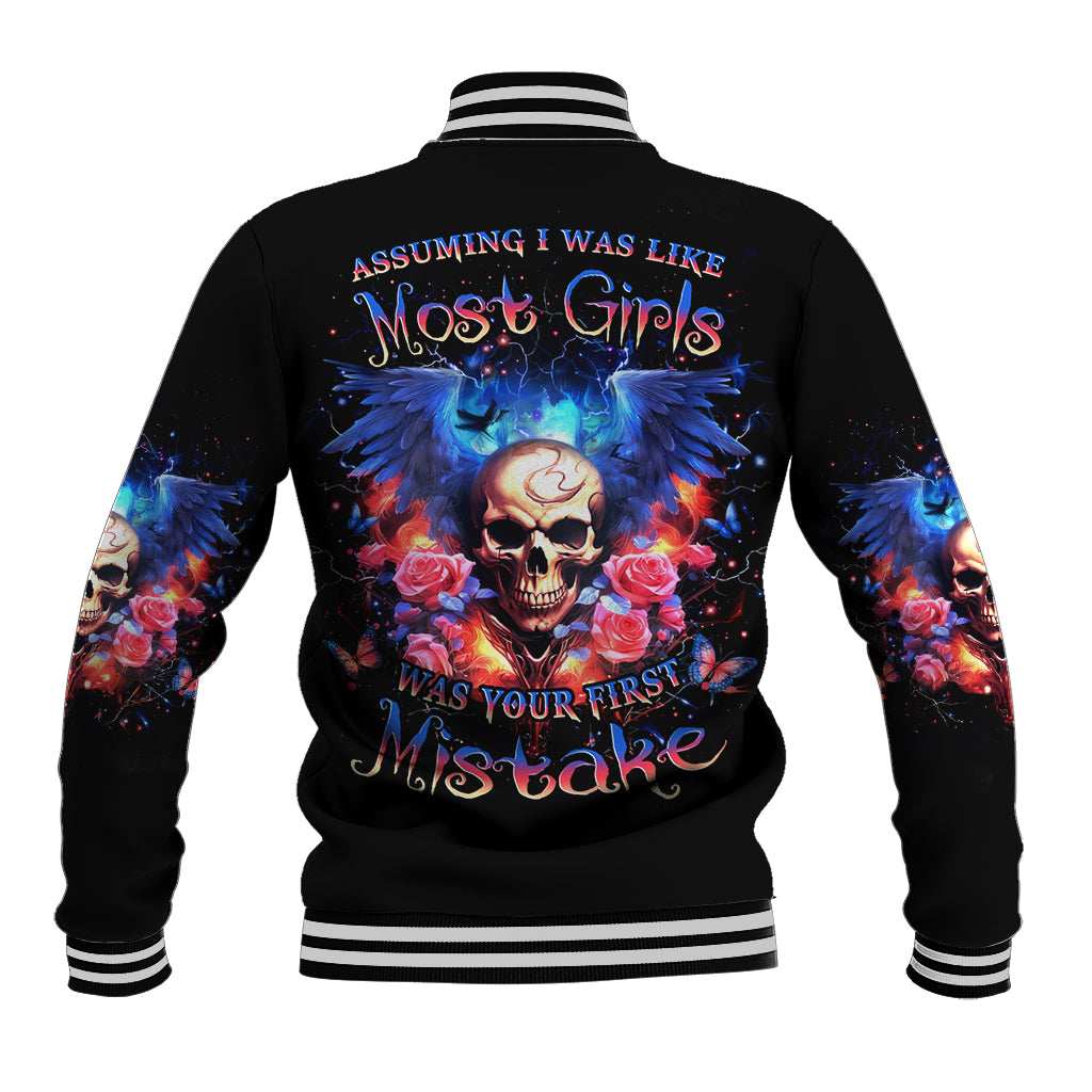 Fairy Skull Baseball Jacket Assuming I Was Like Most Girls Was Your First Mistake