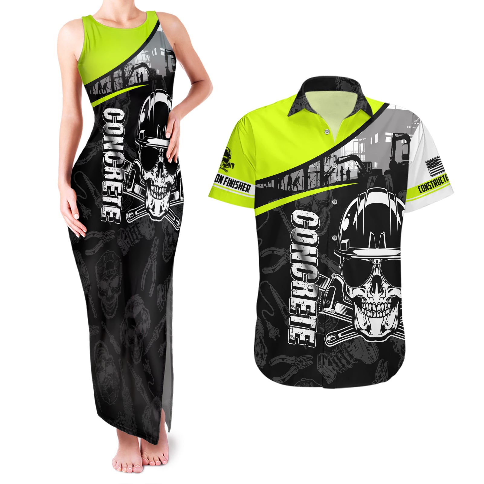 concrete-finisher-skull-on-site-couples-matching-tank-maxi-dress-and-hawaiian-shirt