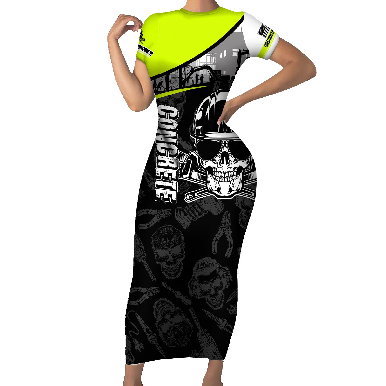 concrete-finisher-skull-on-site-short-sleeve-bodycon-dress