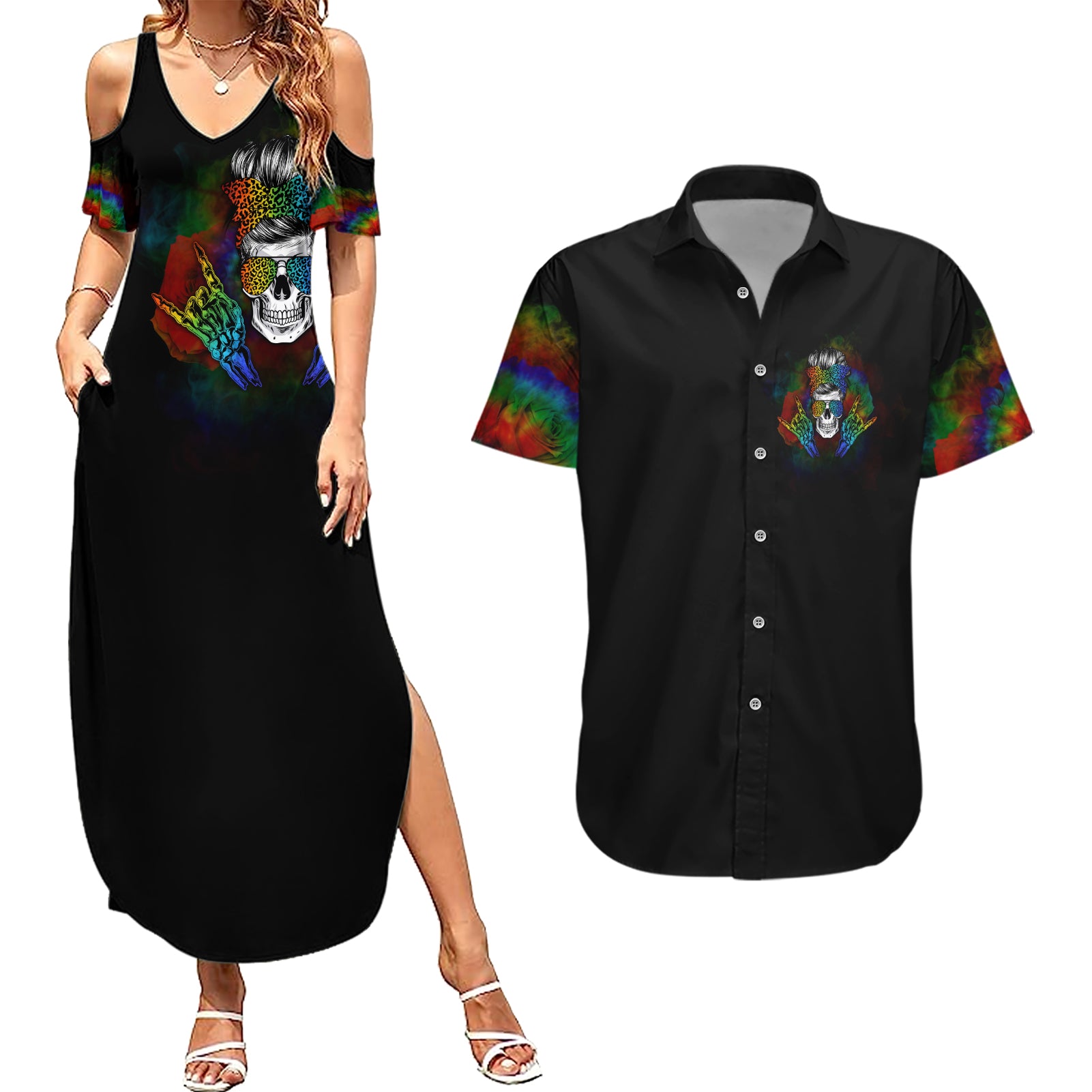 lgbt-rockin-the-rainbow-life-skull-couples-matching-summer-maxi-dress-and-hawaiian-shirt