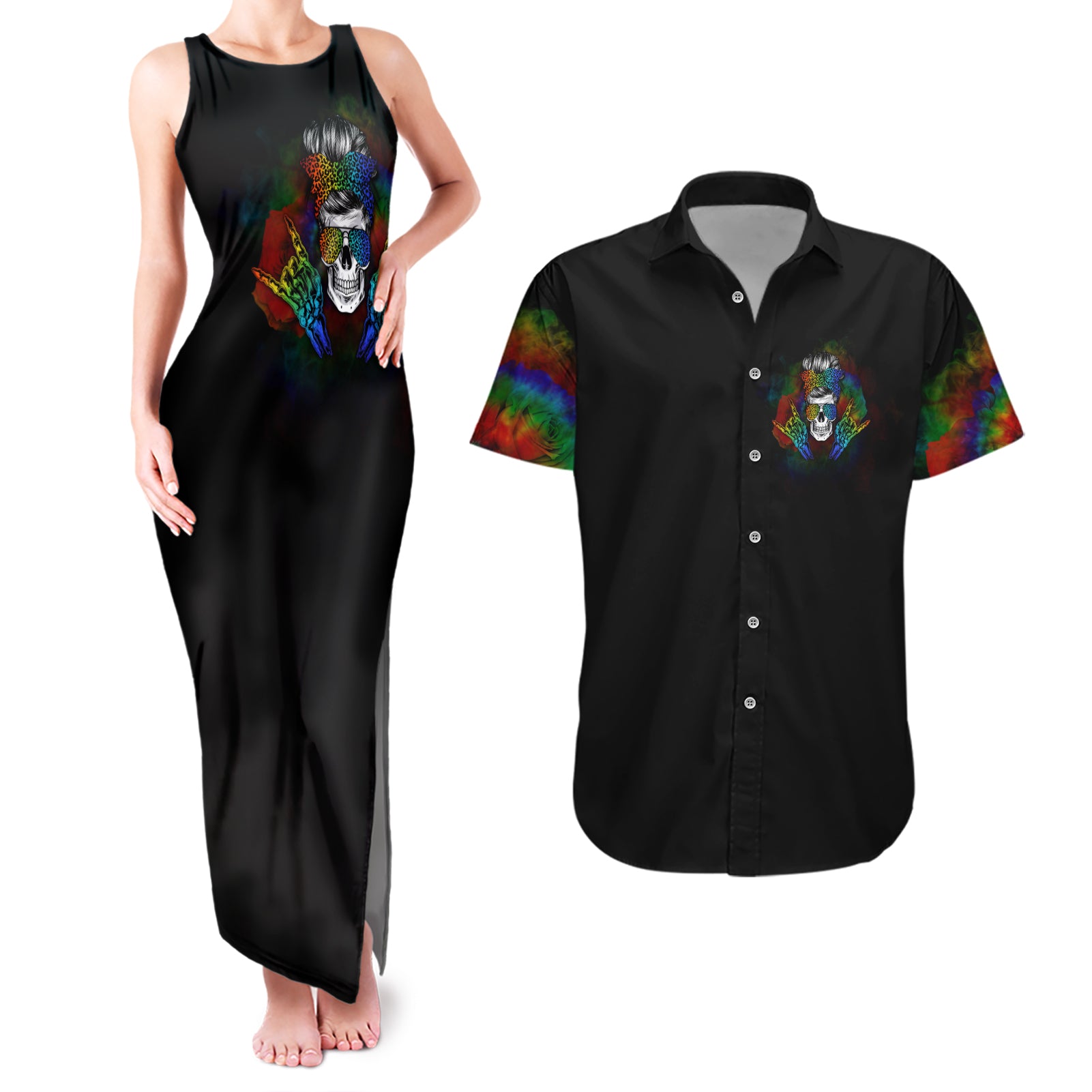 lgbt-rockin-the-rainbow-life-skull-couples-matching-tank-maxi-dress-and-hawaiian-shirt