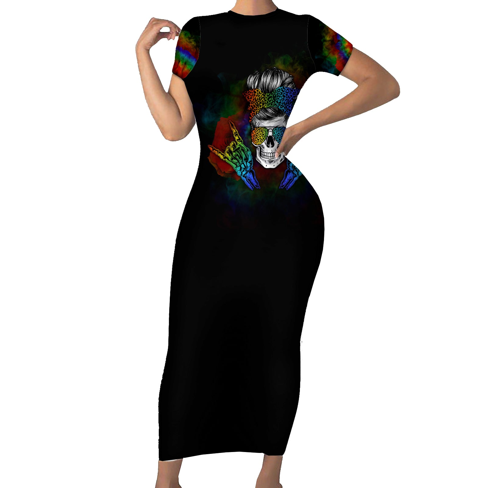 lgbt-rockin-the-rainbow-life-skull-short-sleeve-bodycon-dress