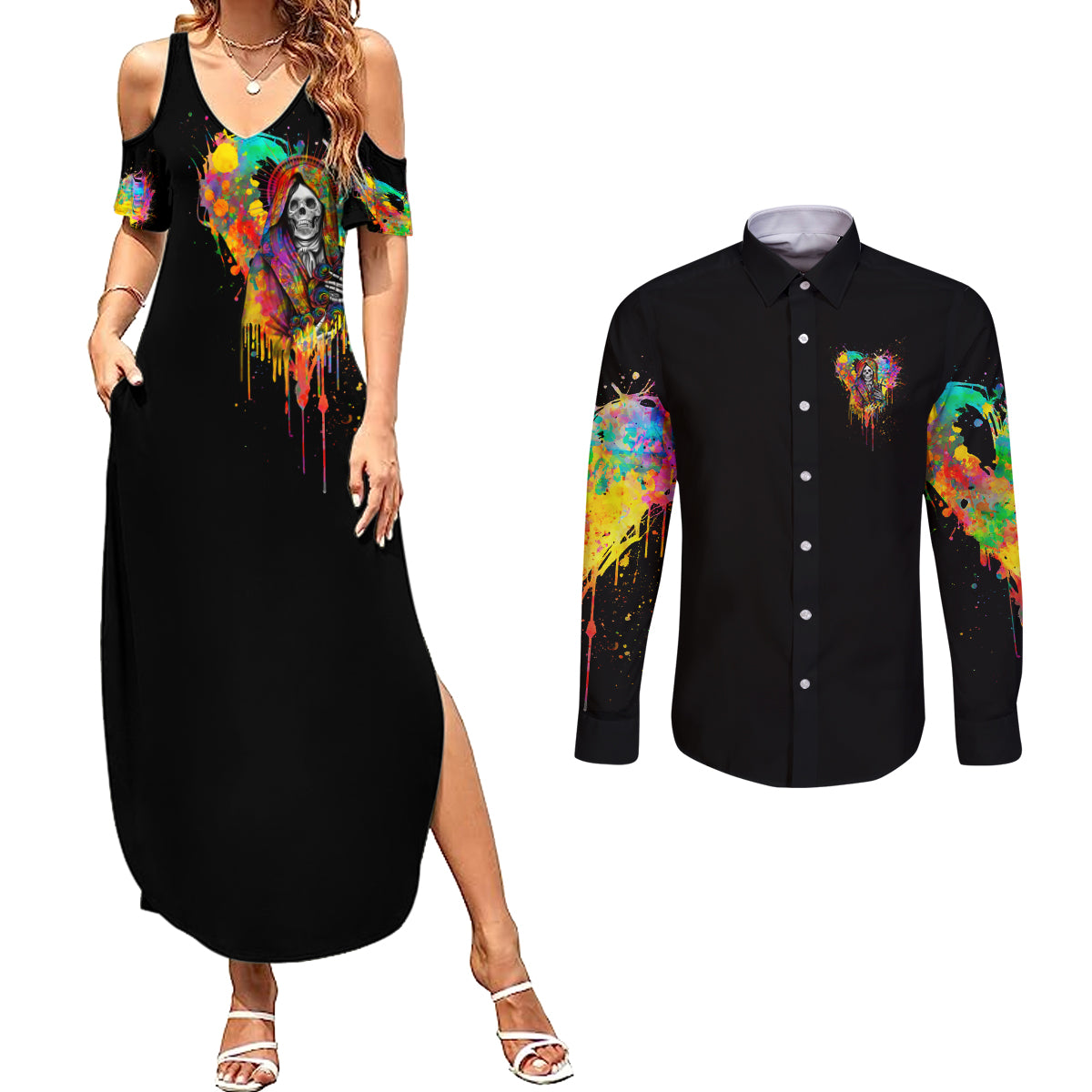 lgbt-couples-matching-summer-maxi-dress-and-long-sleeve-button-shirts-love-is-love-pride