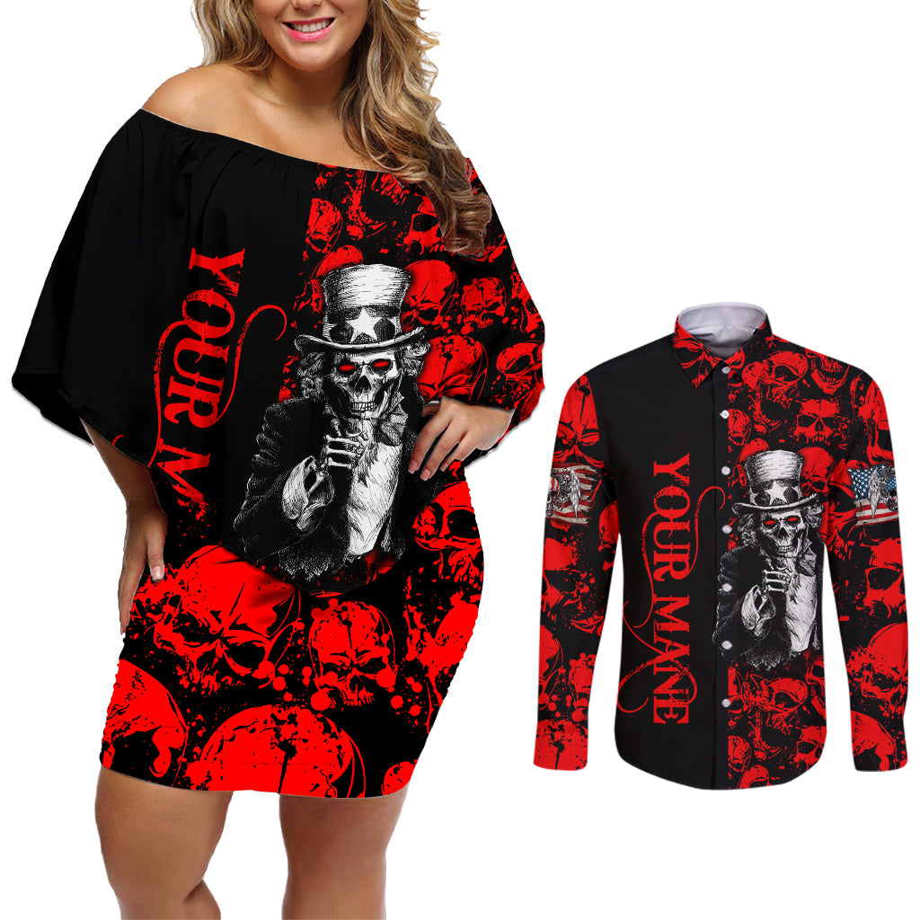 zombie-army-couples-matching-off-shoulder-short-dress-and-long-sleeve-button-shirts-i-want-you