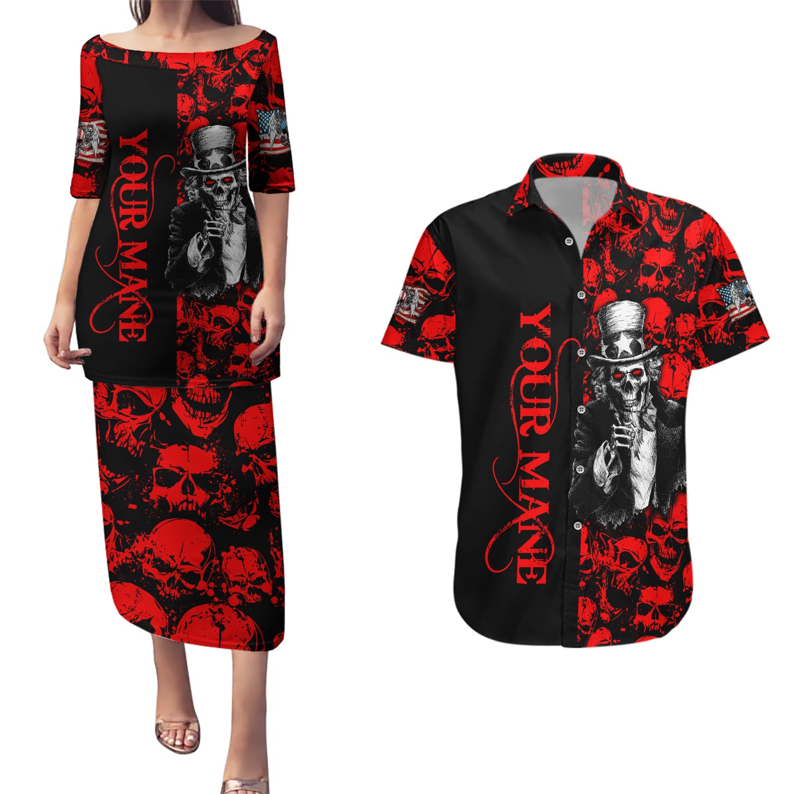 zombie-army-couples-matching-puletasi-dress-and-hawaiian-shirt-i-want-you