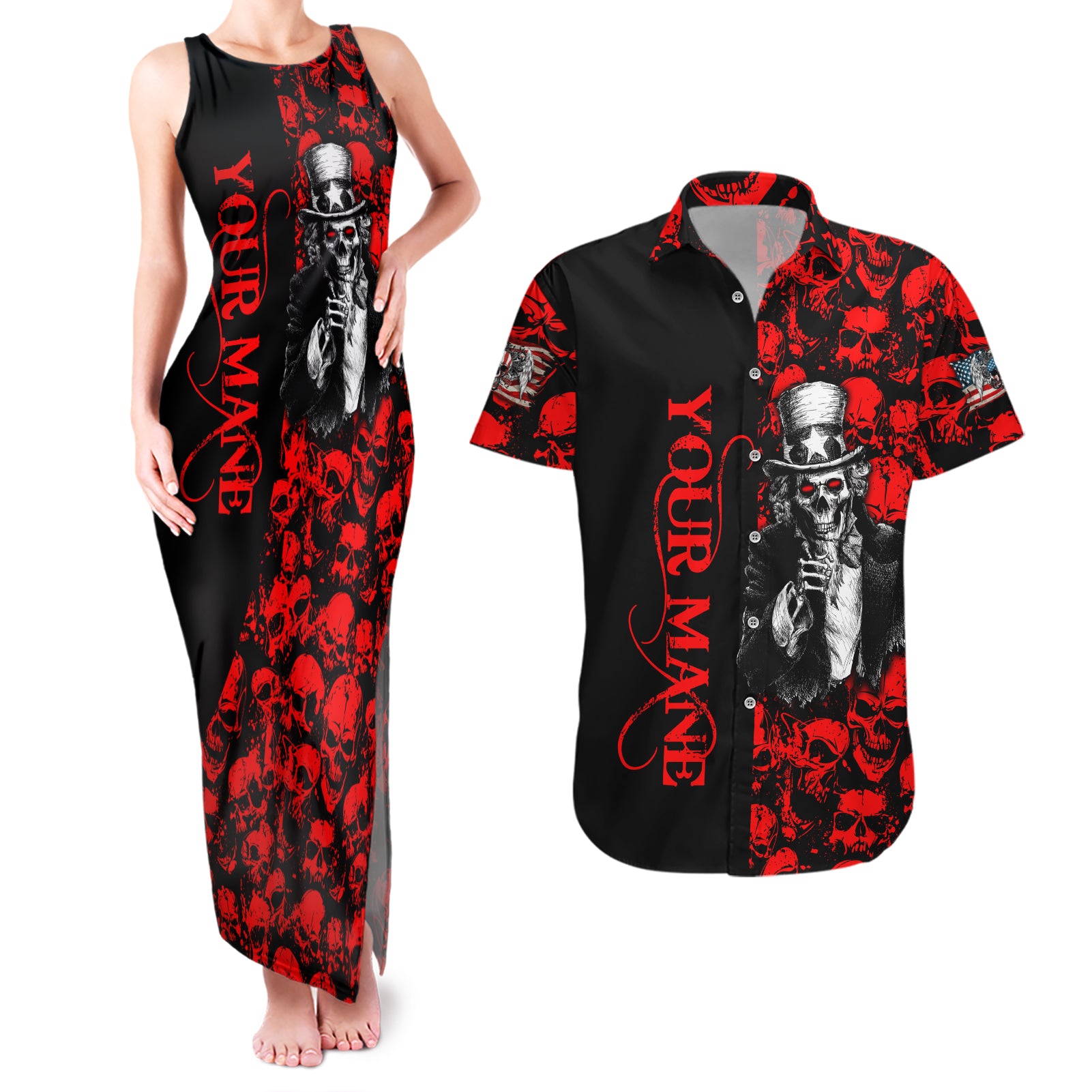 zombie-army-couples-matching-tank-maxi-dress-and-hawaiian-shirt-i-want-you