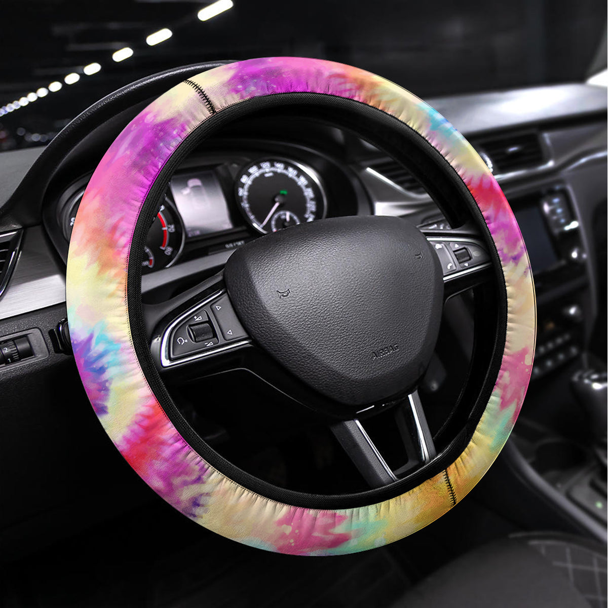 We Are All Human LGBT Steering Wheel Cover Skull Tie Dye