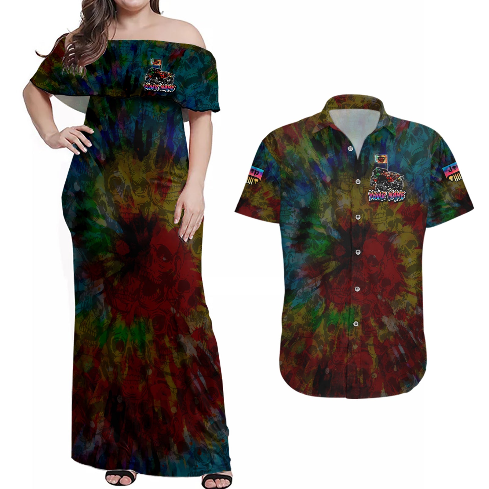 lgbt-jeep-skull-live-with-pride-couples-matching-off-shoulder-maxi-dress-and-hawaiian-shirt