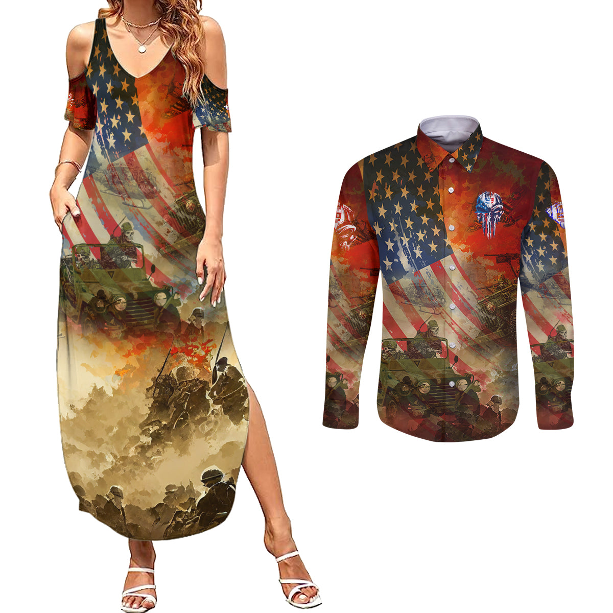 jeep-skull-solider-couples-matching-summer-maxi-dress-and-long-sleeve-button-shirt-american-flag