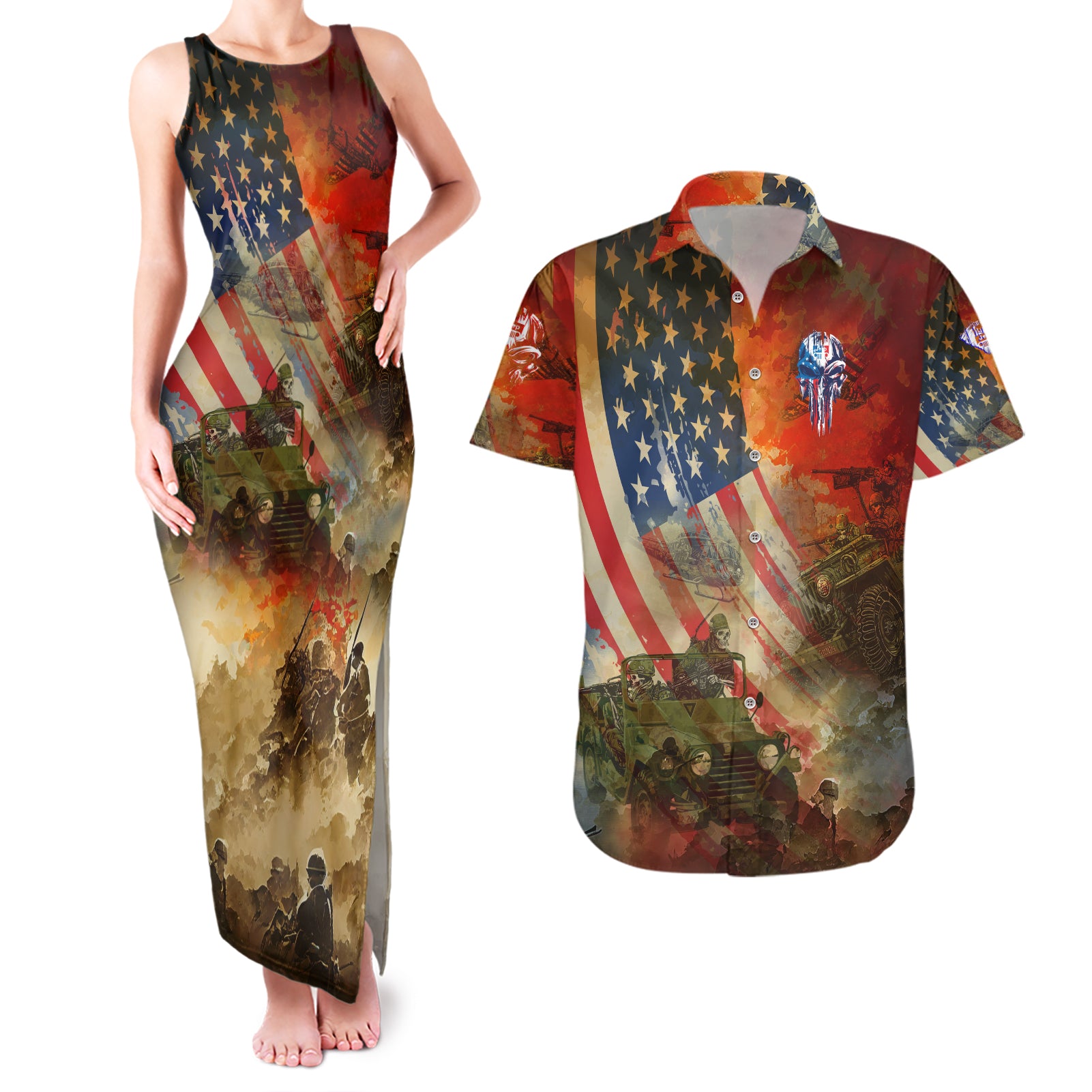 jeep-skull-solider-couples-matching-tank-maxi-dress-and-hawaiian-shirt-american-flag