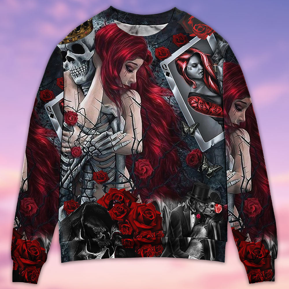 Skull Love Is Life Rose Ugly Christmas Sweaters