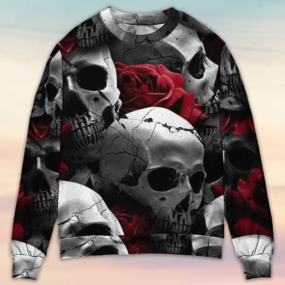 Skull Death Love Rose Ugly Christmas Sweaters