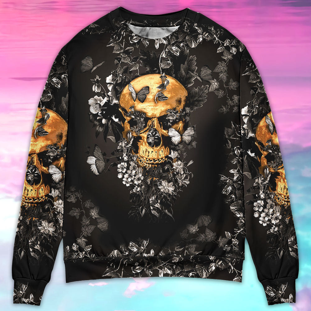 Skull Flowers Grow Out Of Dark Moments Ugly Christmas Sweaters