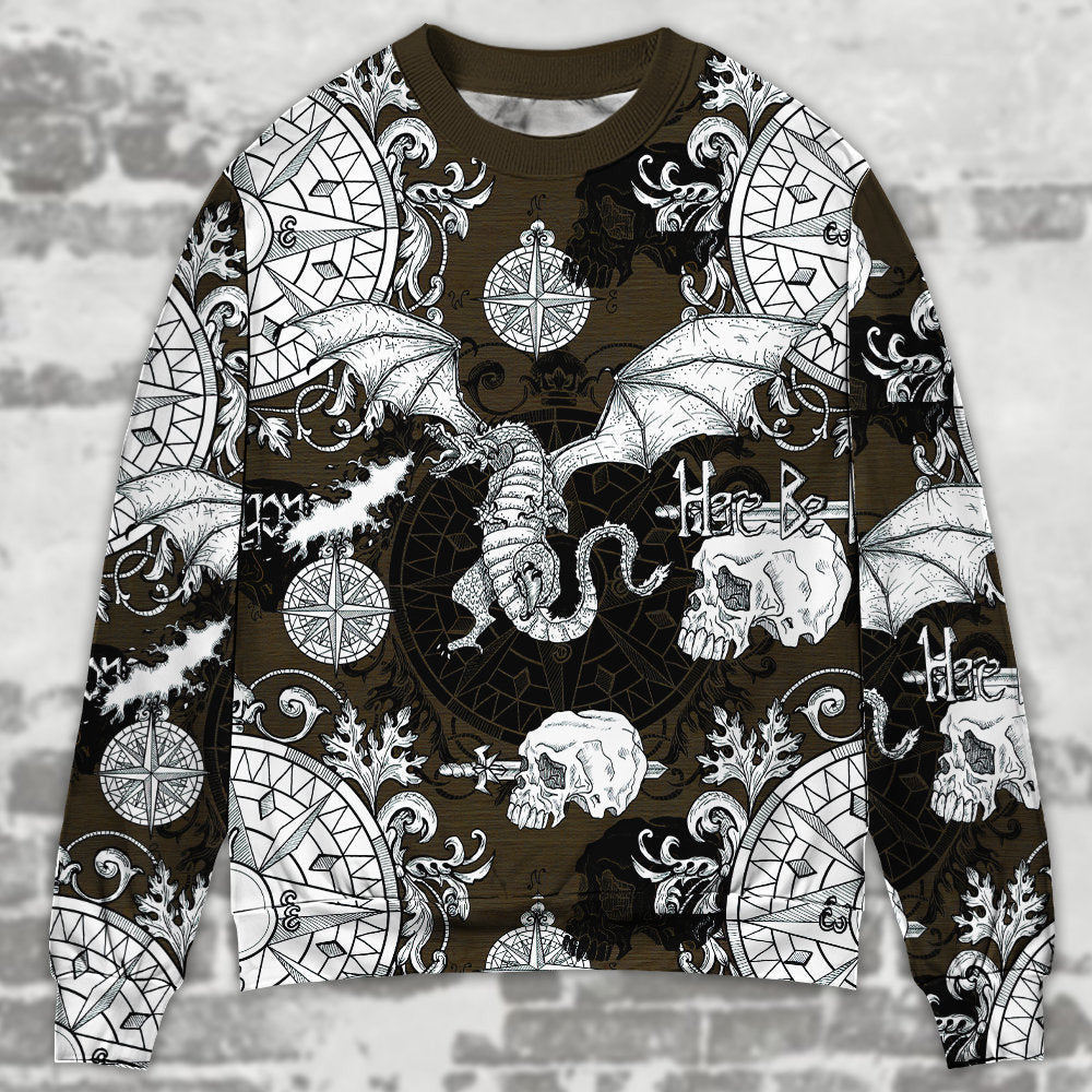 Dragon Flying With Skull Gothic Style Ugly Christmas Sweaters