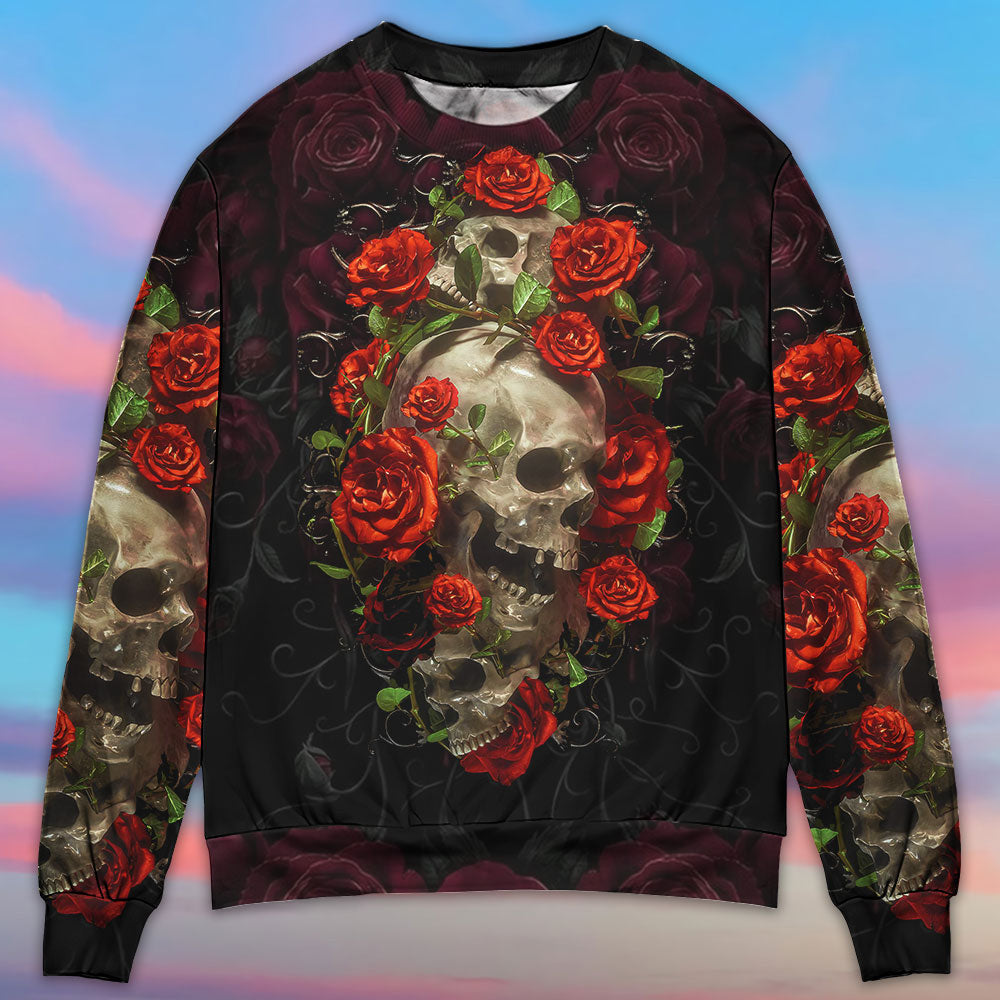 Skull And Roses Art Ugly Christmas Sweaters