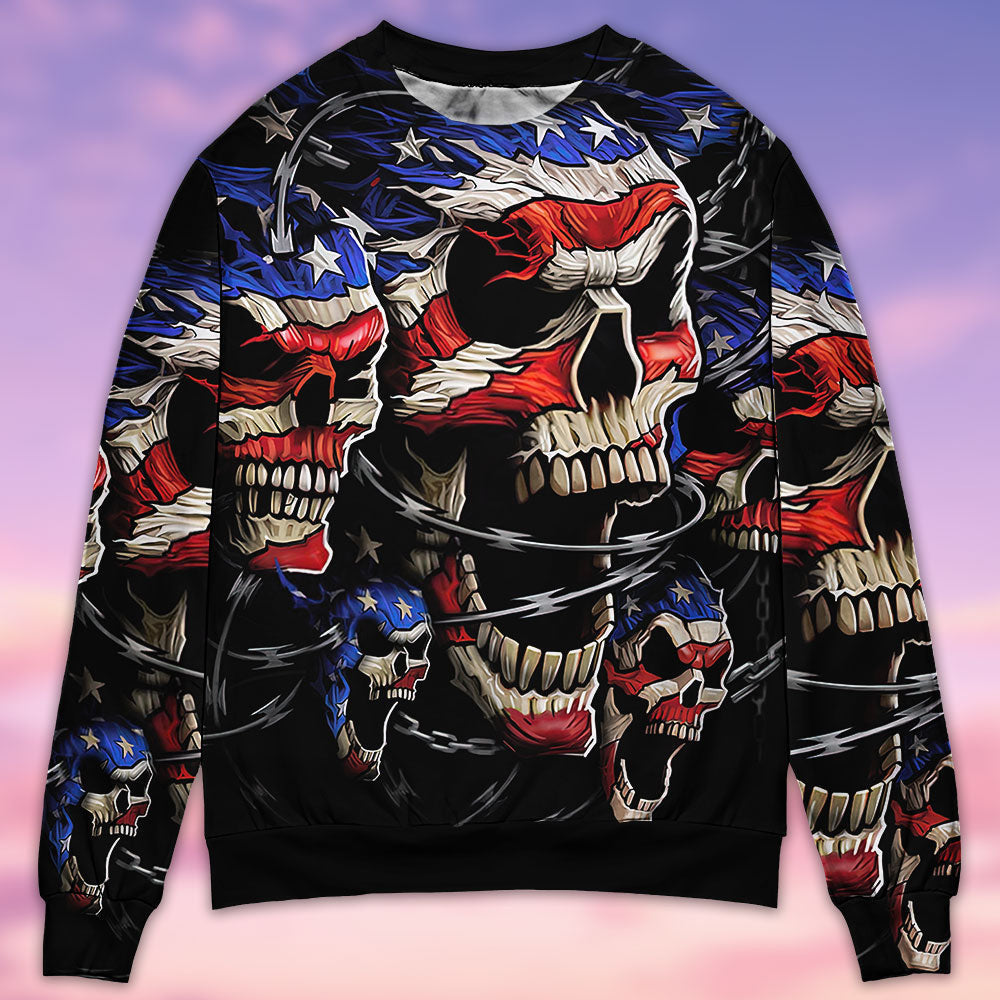 Skull Love America Forever Ugly Christmas Sweaters