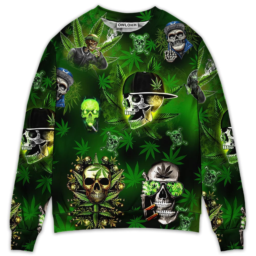 Skull Lets Get High Green Ugly Christmas Sweaters