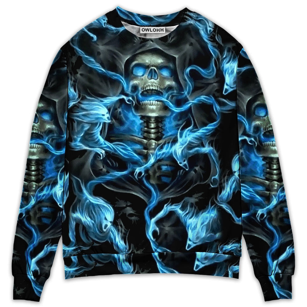 Skull Black Ground Thunder Ugly Christmas Sweaters