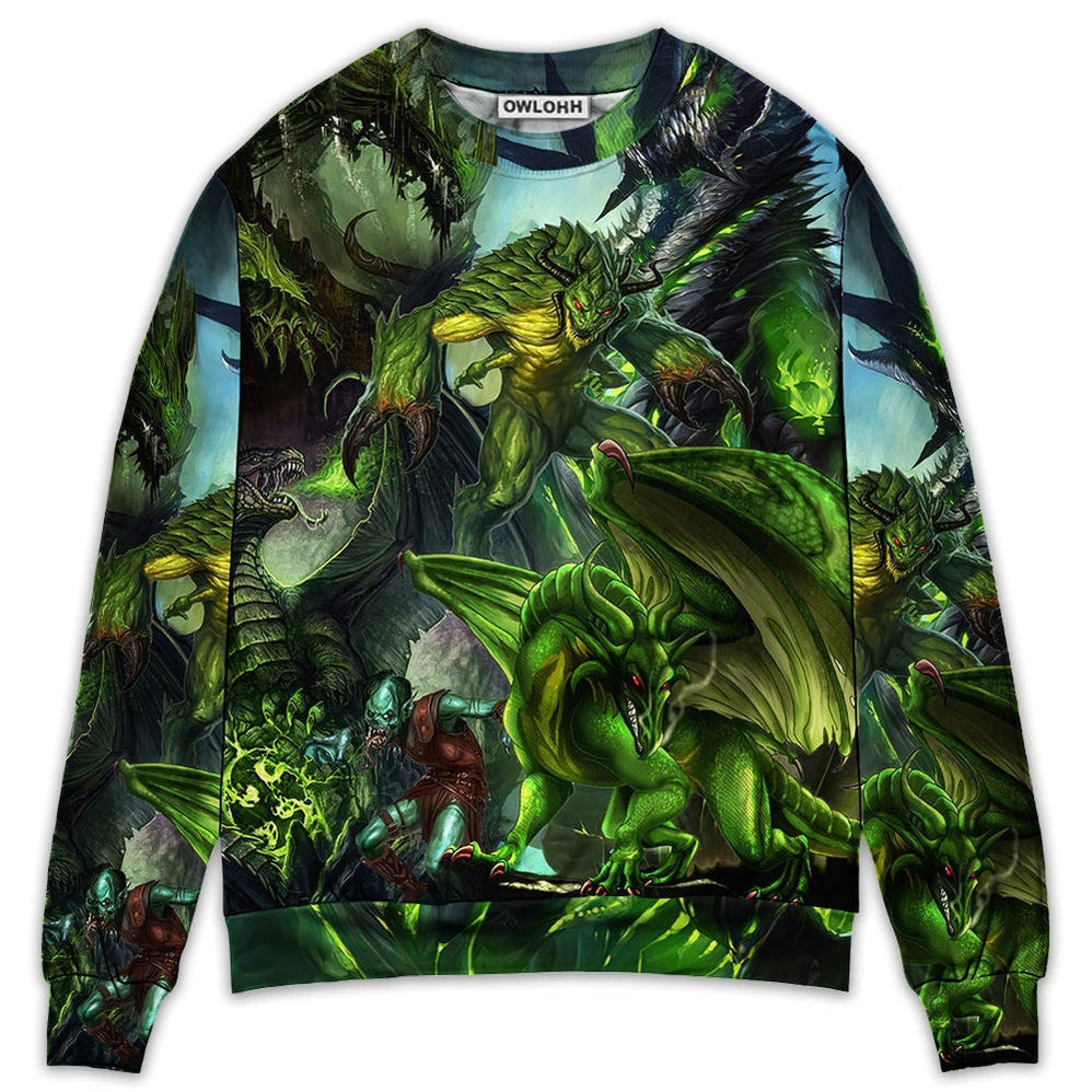 Dragon Green Skull Lover Art Style Ugly Christmas Sweaters