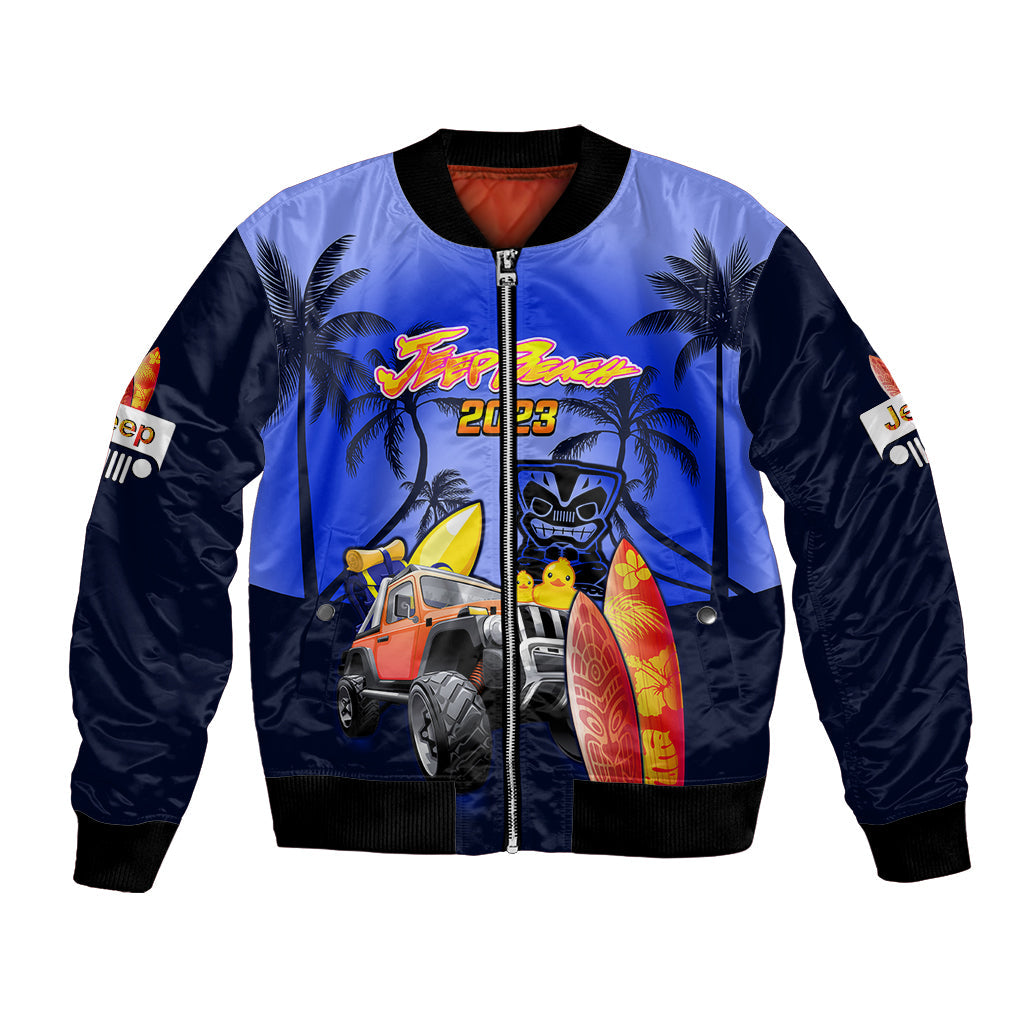 personalised-navy-blue-jeep-beach-2023-bomber-jacket-happy-20th-anniversary