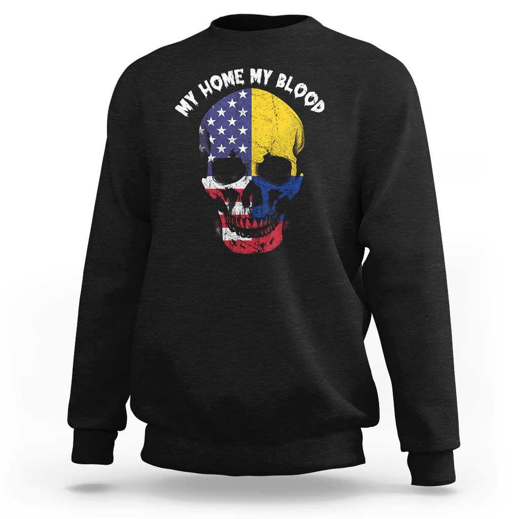 Colombian American Skull Sweatshirt My Home My Blood Flags