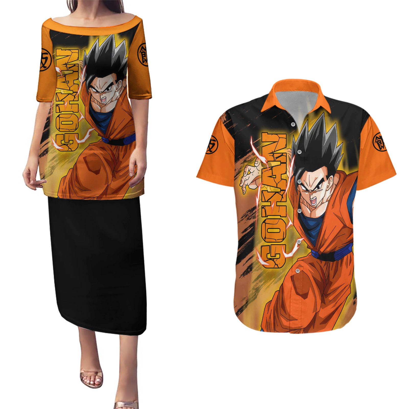 Gohan - Dragon Ball Couples Matching Puletasi and Hawaiian Shirt