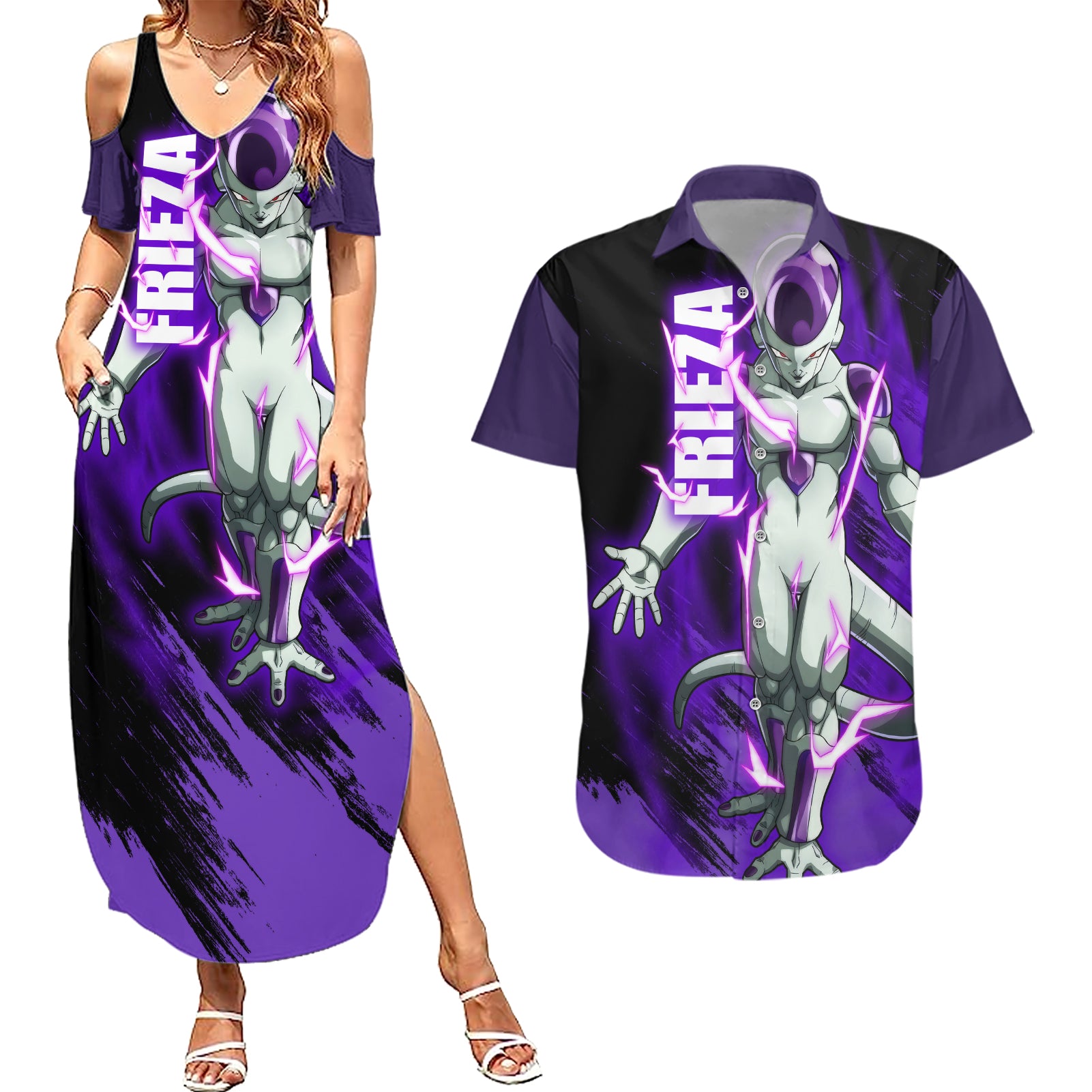 Frieza - Dragon Ball Couples Matching Summer Maxi Dress and Hawaiian Shirt