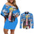 Vinsmoke Sanji Anime Movie Red Couples Matching Off Shoulder Short Dress and Long Sleeve Button Shirt