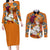 Nami - Anime Movie Red Couples Matching Long Sleeve Bodycon Dress and Long Sleeve Button Shirt