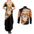 Growlithe Anime Lighting Style Couples Matching Summer Maxi Dress and Long Sleeve Button Shirt