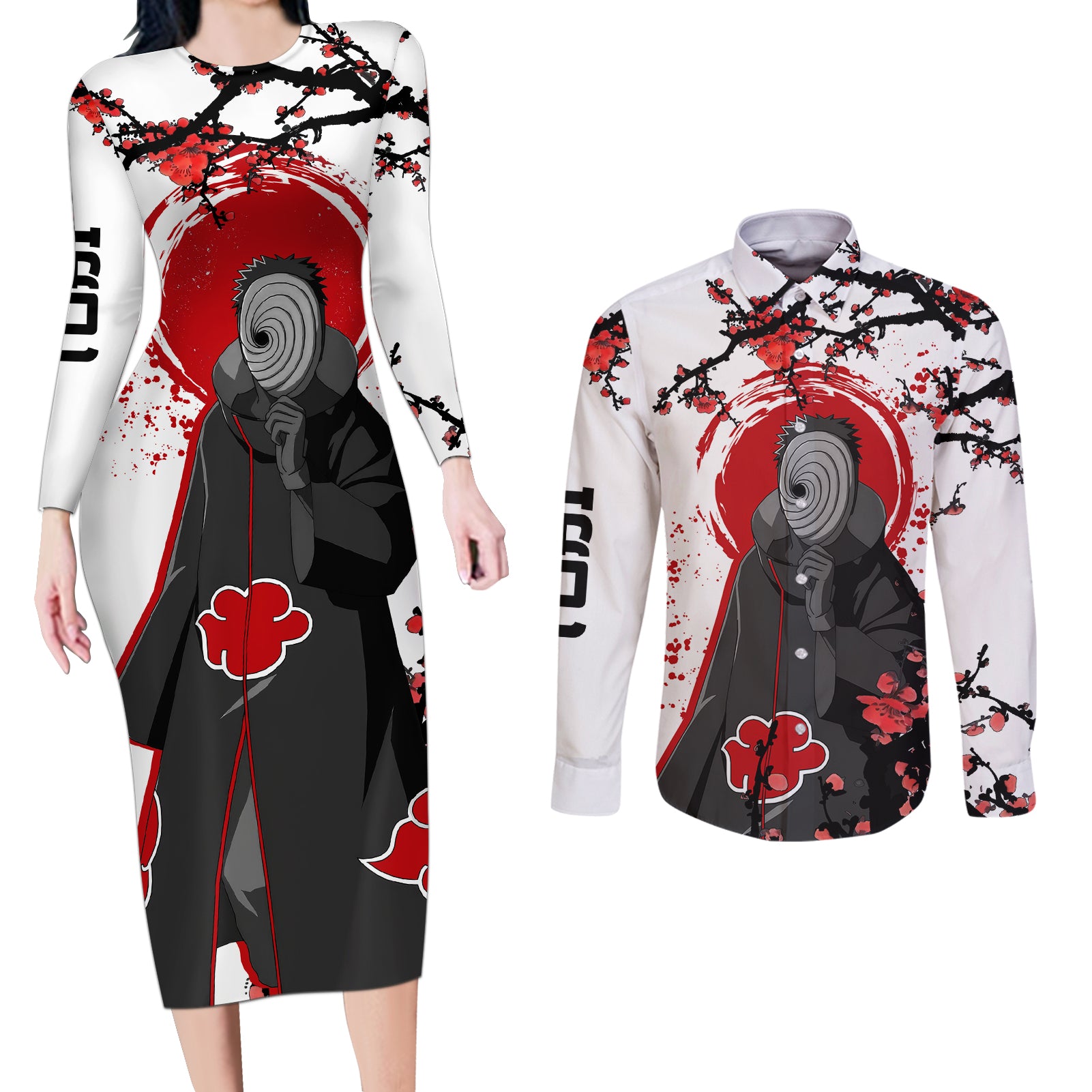 Tobi - Naruto Couples Matching Long Sleeve Bodycon Dress and Long Sleeve Button Shirt Japan Style